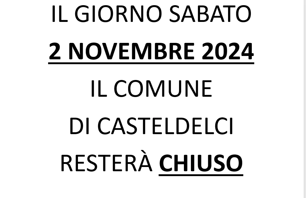 Chiusura 2 novembre